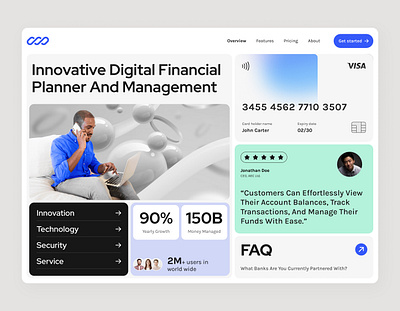 FinTech Landing Page Design – Digital Financial Planner UI figma financeapp fintechdesign landingpage minimaldesign ui uidesign uiux ux webdesign