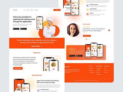 Landing Page Design - EatFood App 3d animation branding graphic design logo motion graphics ui