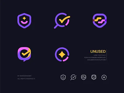 Unused Logo Proposals for an Ai Workplace Documentation Platform ai branding chat bubble checkmark creative logo design helping hands logo logo design logotype magnifying glass message modern logo shield smile sparkle star technology tracker logo workplace logo
