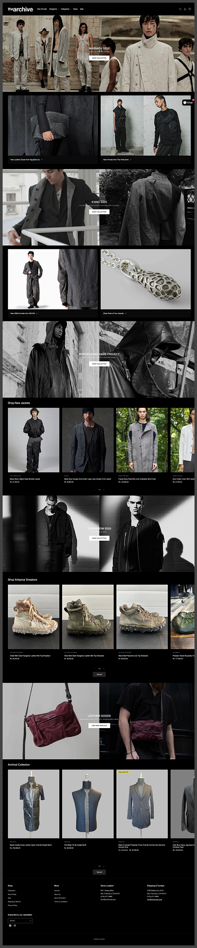The Archive SF Website Design dark design figma framer landing page minimalistic online shop store themed ui usa ux ux design web design website