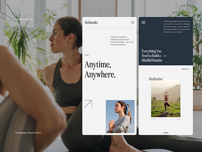 Mebitadio — Mindfulness & Wellness Platform Mobile Responsive design mental health mindfullness mindfulness mindfulness website minimalist responsive design ui uiux website design wellness yoga