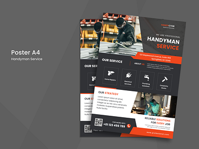 Poster A4 Handyman Service branding flyer graphic design handyman poster
