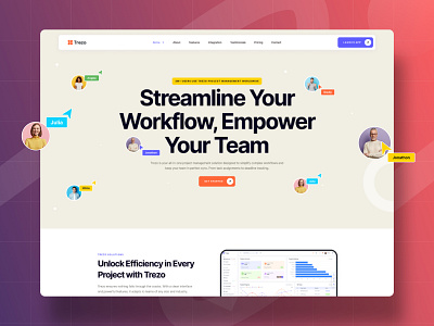 Trezo - Project Management Landing envytheme landing page project management uidesign uxdesign