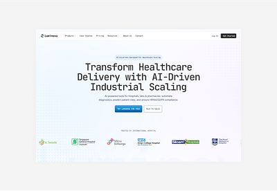 Luminova - SaaS Healthcare Landing Page ai clean design digital health healthcare landing page minimal modern design product design saas ui uidesign ux uxdesign web design webdesign webui