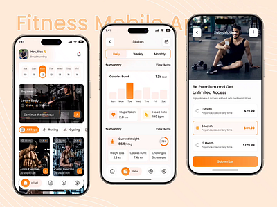Fitness Mobile App androidappui appdesign cleanui dailyui design veli dribbbleshots fitnessapp fitnessdashboard fitnesstracker fitnessui healthapp iosappdesign minimaldesign mobileappdesign mobiledesign sagor shopon uiux userinterface workoutapp workouttracker