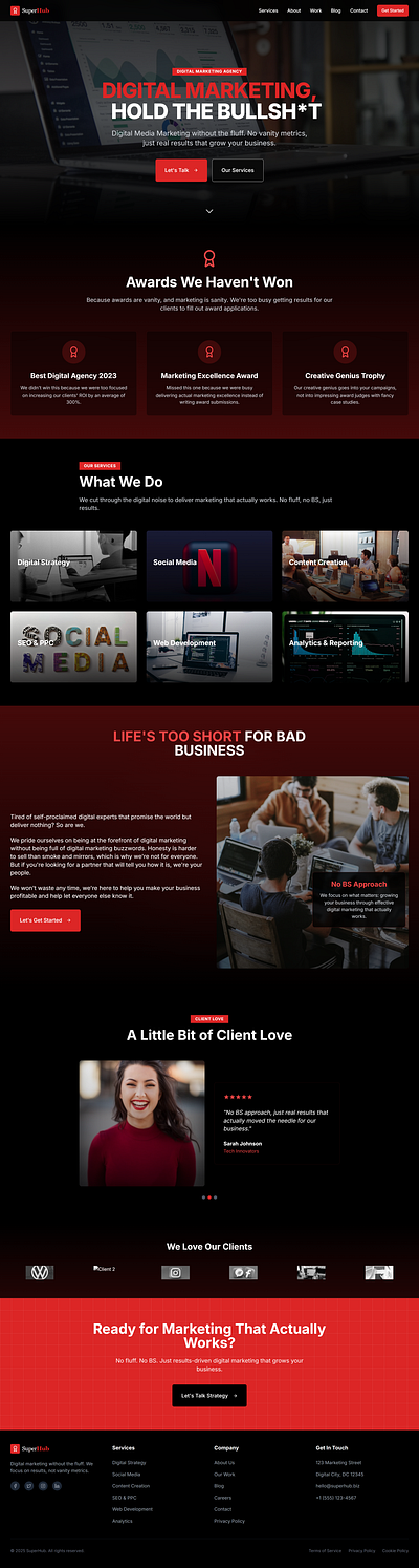 Simple Minimal Dark-Themed Digital Marketing Website dark dark theme design digital marketing figma ui ux web design website website design