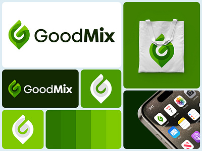 GoodMix-Logo Design, letter G logo, nature logo, Brand Identity agency logo app icon brand identity branding business company logo g letter logo g logo g mark icon logo logo design logo designer logo mark modern logo nature logo typography