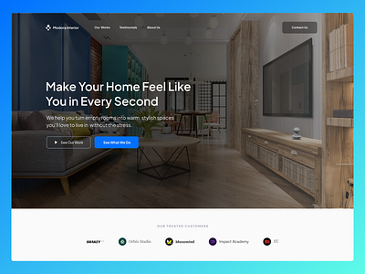 Interior Design Service Website Hero Section graphic design hero design interior website product design service website ui uiux ux