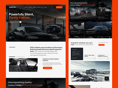 Aventra - Electric Car Website Design car car booking ui car landing page design electric suv ui electric suvs brand website electriccar evdesign landing page landing page design luxury car website luxury car website automotive ui premium car ux tesla ui ui design uiux web design website design website for car brand