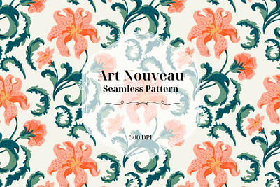 Art Nouveau Pattern art nouveau design floral illustration modern pattern seamless surface design