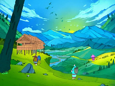 Hills landscape illustration digitallandscape digitalpainting hilllandscape hillsandvalleys landscapedrawing landscapeillustration mountainillustration natureart natureillustration naturescene outdoorillustration peacefullandscape scenicart tabletart wildernessart