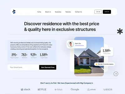 Real Estate Website adobe xd clean creative design design 2020 homes website illustration minimal mobile app mobile ui modern property website real estate real estate landim page saas ui uxui website