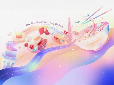 My Vietnam Food Tour design food illustration