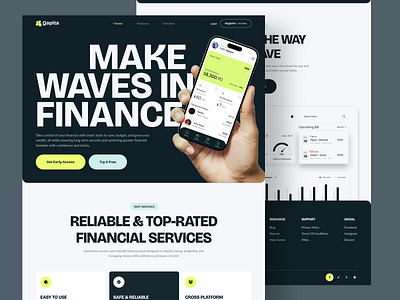 Qapita - Finance Landing Page. analytics bank bank app banking app credit card finance financial fintech app landing page money rifath saas savings statistics transaction transfer wallet web web design website