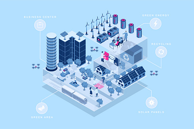 Smart City Isometric Concept 3d building city concept flat graphic design illustration isometric isometry landing map mountain page people smart tree vector web website