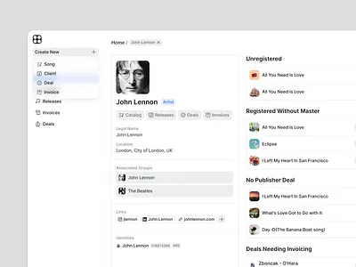 Music Licensing Aopop app clean design detail interface legal manage minimal music product profile project saas settings ui ui design users ux ux design web