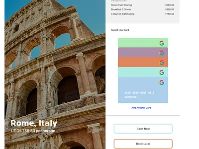 #DailyUI 002 Check-Out Page for Travel Agency Application. ui