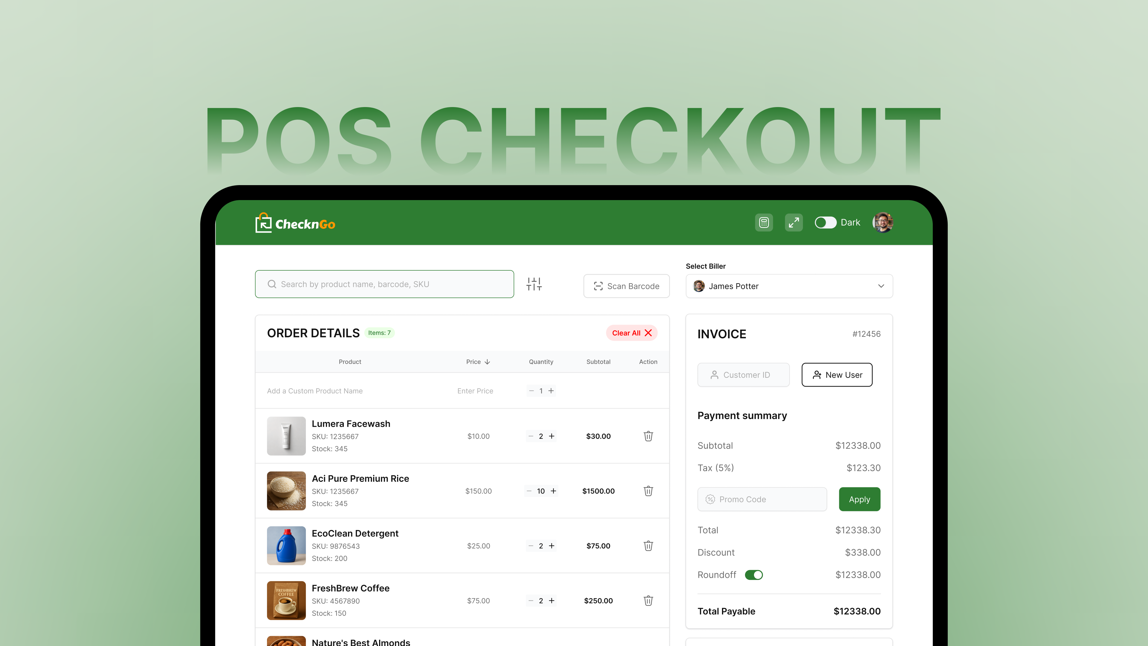 Point of Sale (POS) Checkout Page for Stores point of sale page design pos pos checkout pos design sales webapp shop checkout system shop webapp store webapp ui design webapp website design