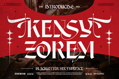 Kensy Zorem Typeface blackletter design font fonts letteing typeface