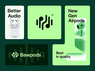 BawPods Branding airpods brand identity branding clean design earphone icon identity listen logo logo design logodesign minimal minimalistic modern music pro sound wave