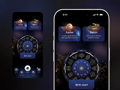 Mobile App UI Astrology android app app concept app design astrology app cosmis design dark ui design interaction design interface ios mobile app mobile app design mobile ui product design ui ux ux design zodiac