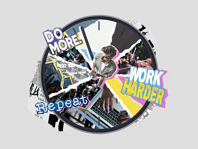 Work-life Balance 2d animation burnout character animation character design clock collage cut man motion graphics paper personal life pressure productivity time management work life balance