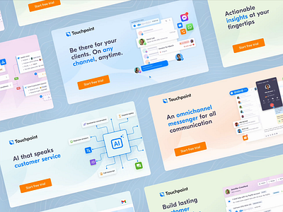 Touchpoint - Promo Visuals & OpenGraph Illustrations ai calls chat customer facebook help illustration messenger omnichannel opengraph ui
