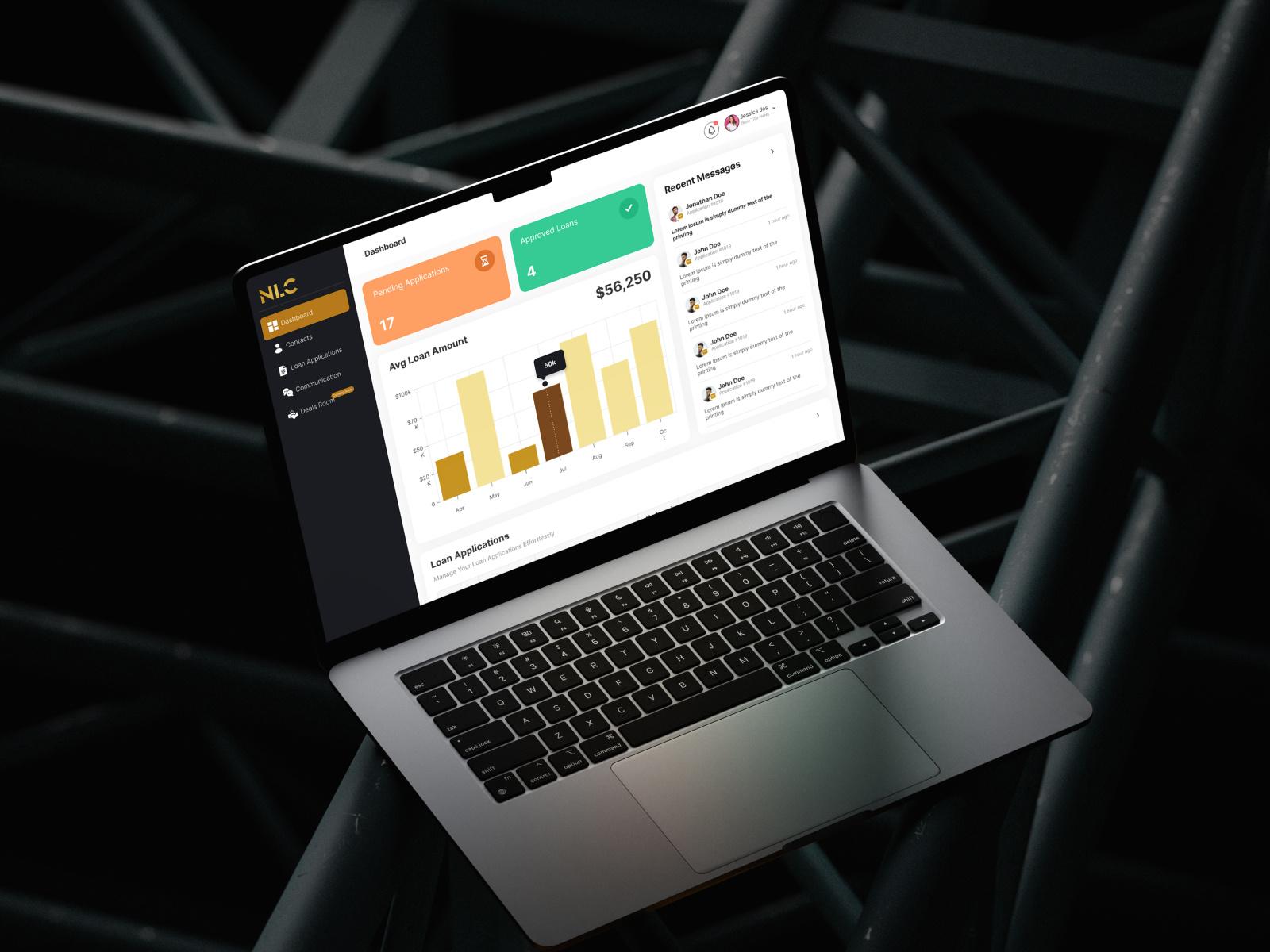 NLC Loan Management Dashboard - Clean & Intuitive Financial UX banking banking application dashboard dashboard design dashboard ui digital wallet finance financial platform loan dashboard loans mobile app modern modern ui money management netro netrosystems online loan application revenue management software agency