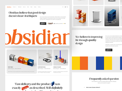 Obsidian - Furniture Landing Page clean creative ecommerce furniture furniture store furnituredesign homedecor interior design interiors landing landing page minimalist product page ui uiux ux website
