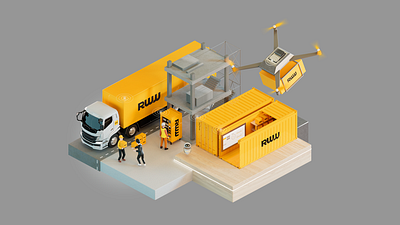 RWW Infographic | 7. Distribution & Order Fulfillment platform 3d 4.0 4d branding building cargo cinema corporate delivery drone graph illustration industry infographic iot isometric orange rww transport worker