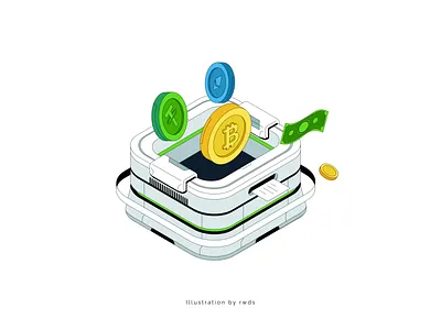 Isometric illustration blockchain crypto illustration isometric token web3