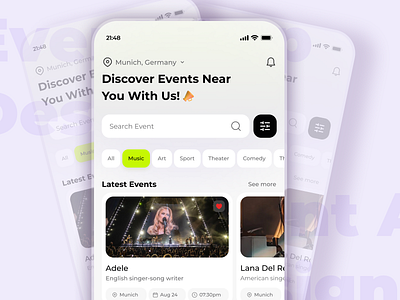 Event App app concept event app event booking event management event planner mobile app ui modern ui ticket app ui ui design ux design