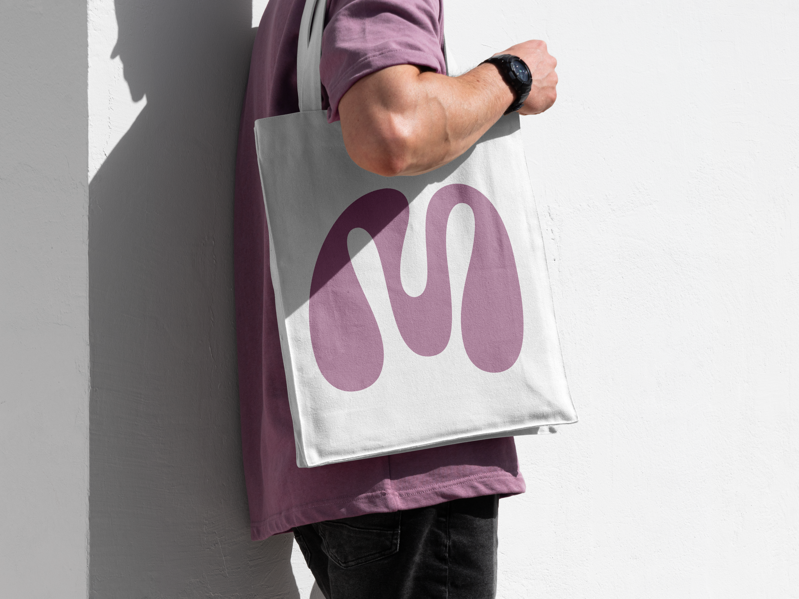 M symbol brand branding business cafe custom digital graphic design handwritten letter lettering logo logodesign logotype minimal print printing simple symbol tote bag ui