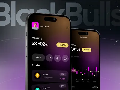 Digital wallet mobile application ui design blockchain clean design crypto app crypto trading crypto wallet cryptocurrency dark theme digital wallet finance fintech minimal ui mobile mobile app design payment product design ui ux wallet wallet app