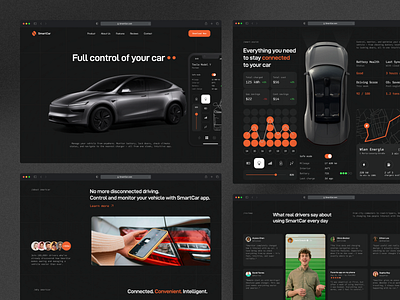 Smart Car Mobile App Landing Page Website Design app landing page best app design best web design cool website modern ui smart car app smart car website ui design ui ux design web design web design inspiration web interface design web ui web ui design