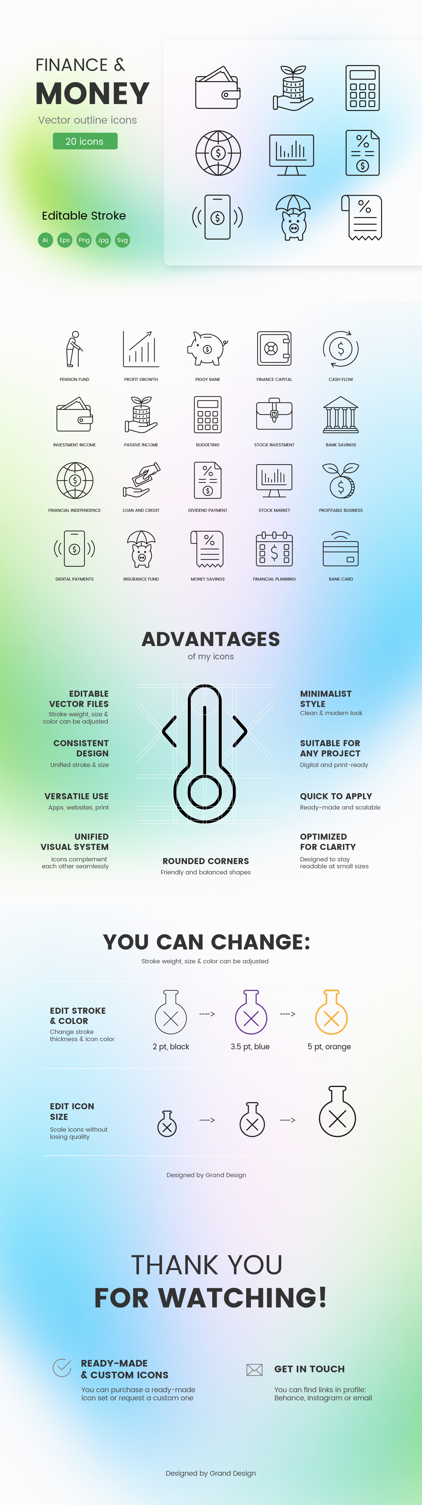 Finance & Money Icons — Outline Vector Pack banking budget finance fintech icon investment money outline ui vector