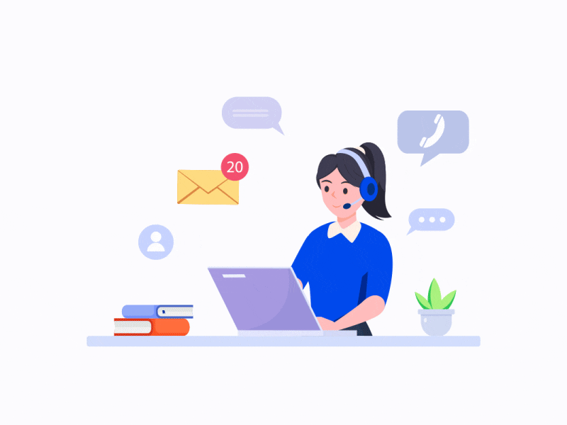 Customer Service Animation animation call center chat client communication conversation customer customer care customer service customer support email notification headphone headset help helpline hotline hotline operator phone service talk