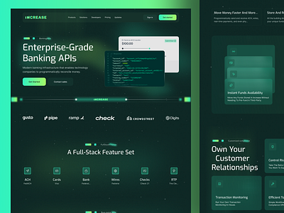 Banking APIs Selling Website Design api product design api ux banking apis bankingas a service developer portal dribbble shots embedded finance fintech platform fintech ux saas websitedesign uiux uiux open banking ux for dev tools web design website