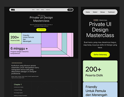 UI Design Masterclass Landing Page branding class design illustration landingpage masterclass private ui uidesign uidesigner website