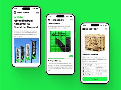 Corporate website for B2B company, Mobile Version | Nordstrom b2b b2c brand identity branding corporate website design concept eco green interface interface design marketing design mobile design mobile version product product design ui ux uxui web design website