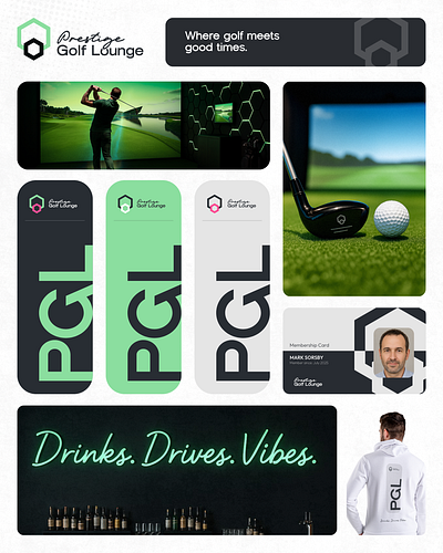 Prestige Golf Lounge – Brand Identity golf branding golf logo graphic design green green branding logo design