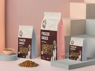 Freeze-Dried Beef Liver Dog Food Pouch Packaging Design brand idendity branding dog food food packaging freeze dried graphic design landing page packaging packaging design pouch design pouch packaging product packaging redesign ui uiux webdesign website website design wordpress