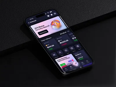 BinaryOpt | Dark Themed Crypto Dashboard UI 3d mockup bitcoin app blockchain blockchain ui crypto mobile crypto ui cryptocurrency defi fintech fintech mobile mobile app design mobile app ui mobile home mockup stocks ui ui design ux ux design web3