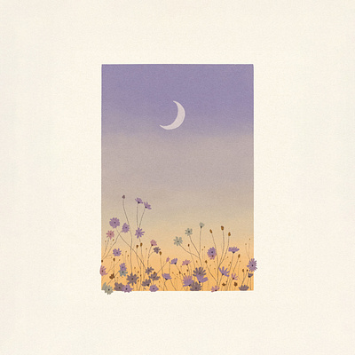 Sunset Flowers article illustration blog illustration digital illustration illustration moon nature illustration purple sunset