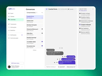 Optti Sales ai b2b chat design interface layout platform ui