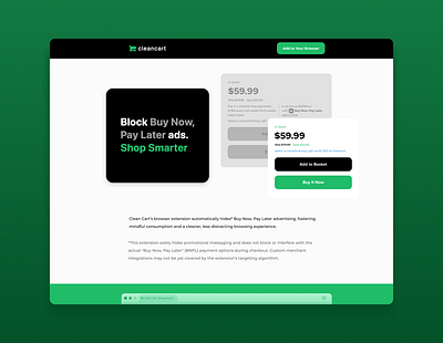 Clean Cart Marketing Website Design bnpl branding browser extension graphic design marketing web website
