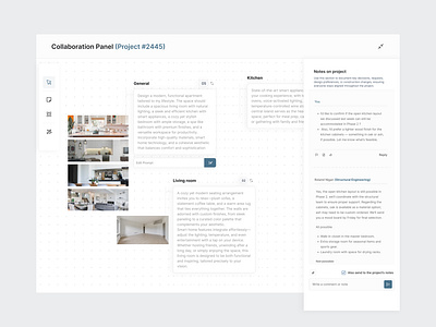 Collaboration Panel for Home Construction Projects ai app b2b b2c branding building buyer collaboration colors construction design graphic design logo panel typography ui ux vector web app