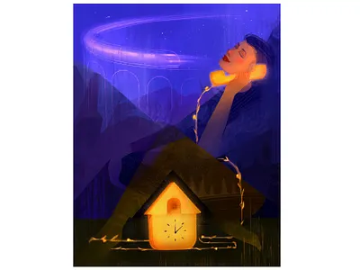 Calls from Home: Dreamy Poster Illustration call coverbook cozy dreamy editorial emotional graphic design illustration night poster romantic telephone train warm woman