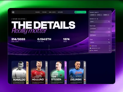 UI/UX Design for NFT Collection Platform ai blockchain crypto ethereum football nft product design solana ui uiux ux web design web3