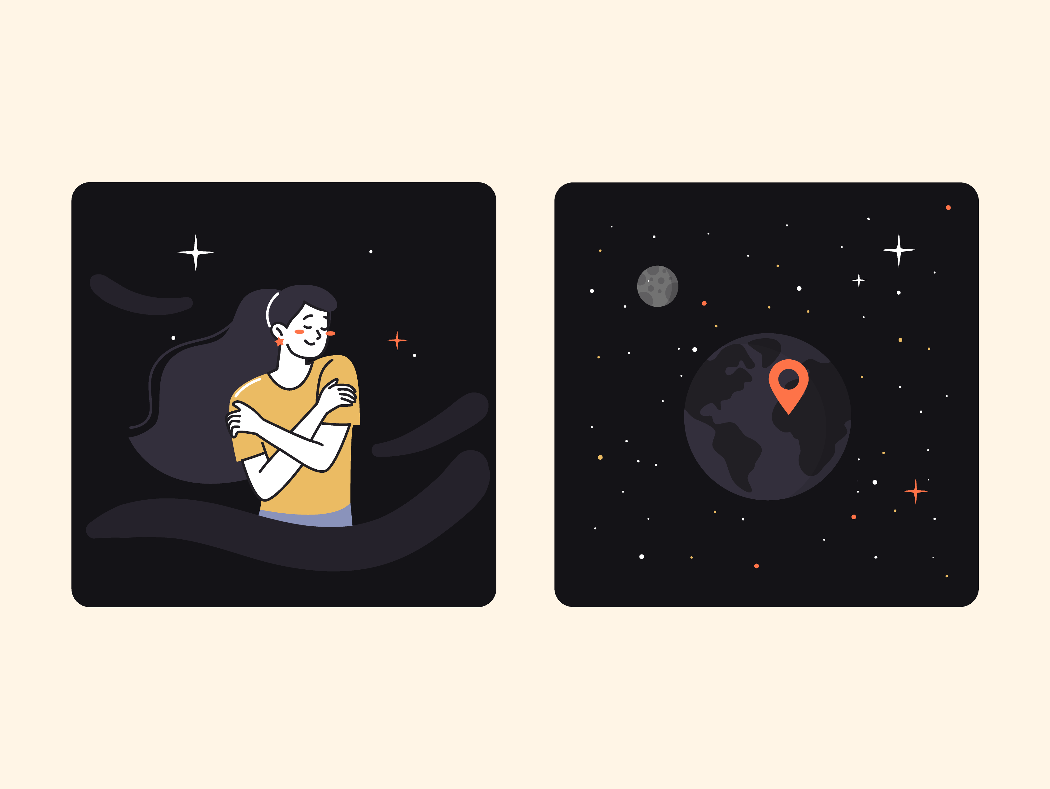 Wellbeing Astrology App Illustrations app branding design illustration vector